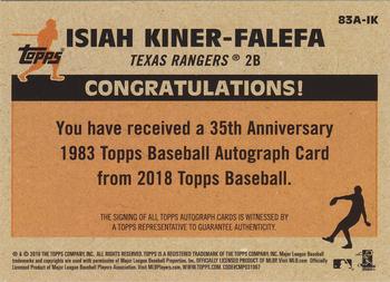 2018 Topps Update - 1983 Topps Baseball 35th Anniversary Autographs #83A-IK Isiah Kiner-Falefa Back