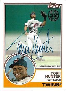 2018 Topps Update - 1983 Topps Baseball 35th Anniversary Autographs #83A-TU Torii Hunter Front