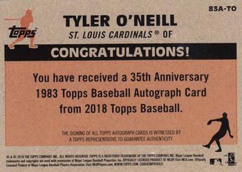 2018 Topps Update - 1983 Topps Baseball 35th Anniversary Autographs #83A-TO Tyler O'Neill Back