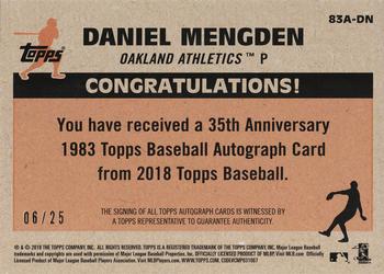 2018 Topps Update - 1983 Topps Baseball 35th Anniversary Autographs Red #83A-DN Daniel Mengden Back