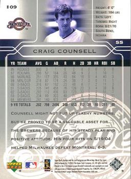 2005 Upper Deck #109 Craig Counsell Back