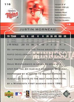 2005 Upper Deck #116 Justin Morneau Back