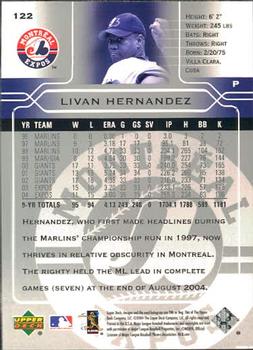 2005 Upper Deck #122 Livan Hernandez Back