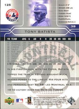 2005 Upper Deck #125 Tony Batista Back