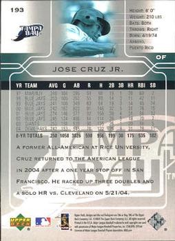 2005 Upper Deck #193 Jose Cruz Jr. Back