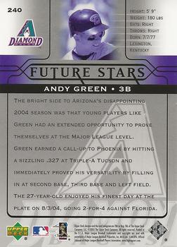 2005 Upper Deck #240 Andy Green Back