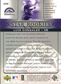 2005 Upper Deck #229 Luis Gonzalez Back