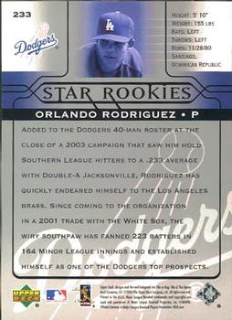 2005 Upper Deck #233 Orlando Rodriguez Back