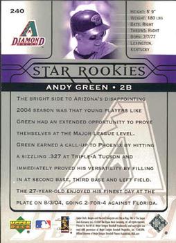 2005 Upper Deck #240 Andy Green Back