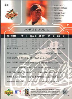2005 Upper Deck #25 Jorge Julio Back