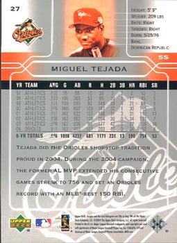 2005 Upper Deck #27 Miguel Tejada Back