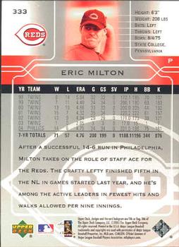 2005 Upper Deck #333 Eric Milton Back