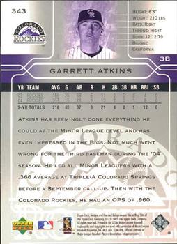 2005 Upper Deck #343 Garrett Atkins Back