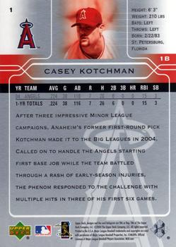2005 Upper Deck #1 Casey Kotchman Back