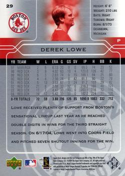 2005 Upper Deck #29 Derek Lowe Back