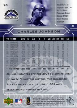 2005 Upper Deck #64 Charles Johnson Back