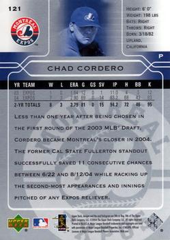 2005 Upper Deck #121 Chad Cordero Back