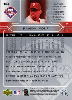 2005 Upper Deck #154 Randy Wolf Back