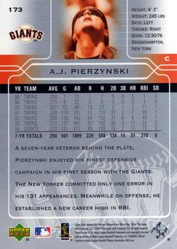2005 Upper Deck #173 A.J. Pierzynski Back