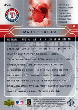 2005 Upper Deck #202 Mark Teixeira Back
