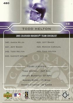 2005 Upper Deck #480 Todd Helton Back