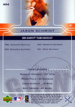 2005 Upper Deck #494 Jason Schmidt Back