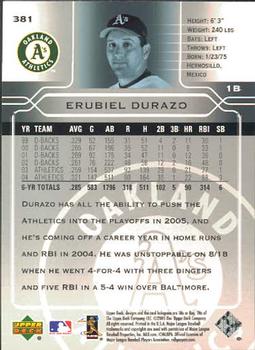 2005 Upper Deck #381 Erubiel Durazo Back