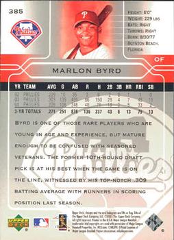 2005 Upper Deck #385 Marlon Byrd Back