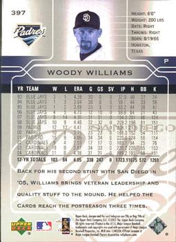 2005 Upper Deck #397 Woody Williams Back