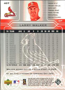 2005 Upper Deck #407 Larry Walker Back
