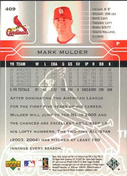 2005 Upper Deck #409 Mark Mulder Back