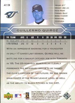 2005 Upper Deck #419 Guillermo Quiroz Back