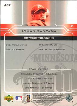 2005 Upper Deck #487 Johan Santana Back
