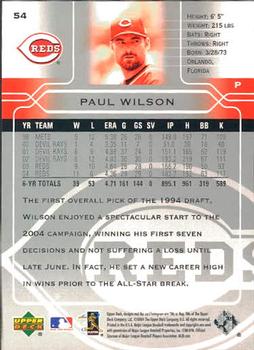 2005 Upper Deck #54 Paul Wilson Back