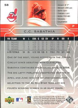 2005 Upper Deck #58 CC Sabathia Back