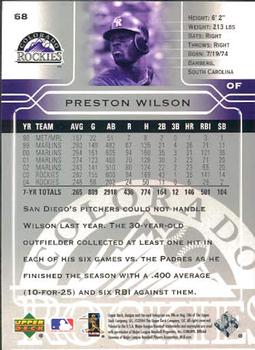 2005 Upper Deck #68 Preston Wilson Back