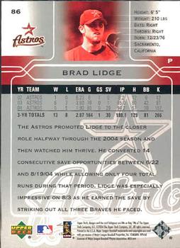 2005 Upper Deck #86 Brad Lidge Back