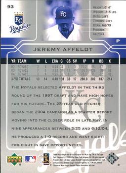 2005 Upper Deck #93 Jeremy Affeldt Back