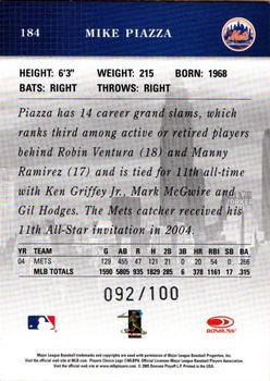 2005 Donruss Studio - Proofs Silver #184 Mike Piazza Back
