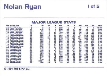 1991 Star Nolan Ryan 5 Card Blue #1 Nolan Ryan Back