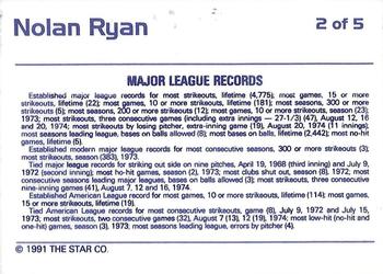 1991 Star Nolan Ryan 5 Card Blue #2 Nolan Ryan Back