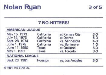 1991 Star Nolan Ryan 5 Card Blue #3 Nolan Ryan Back