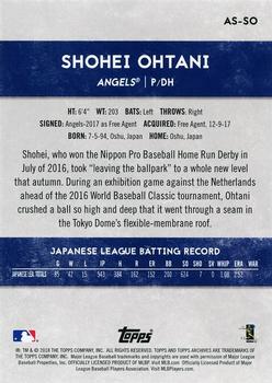 2018 Topps Archives Snapshots - Black and White #AS-SO Shohei Ohtani Back
