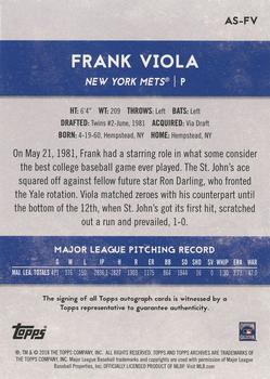 2018 Topps Archives Snapshots - Autographs #AS-FV Frank Viola Back