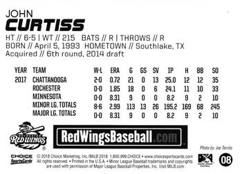 2018 Choice Rochester Red Wings #8 John Curtiss Back