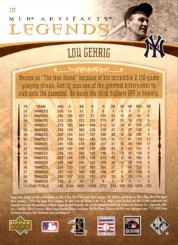 2005 Upper Deck Artifacts #177 Lou Gehrig Back