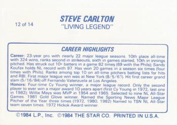 1987 Star Steve Carlton - Glossy #12 Steve Carlton Back