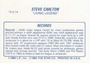 1987 Star Steve Carlton - Glossy #13 Steve Carlton Back