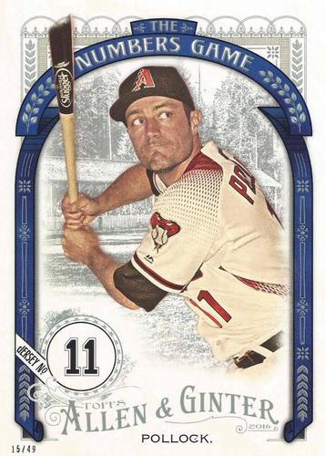 2016 Topps Allen & Ginter The Numbers Game 5x7 #NG-58 A.J. Pollock Front