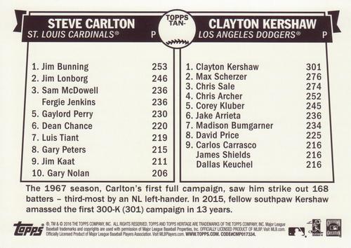 2016 Topps Heritage Then & Now 5x7 #TAN-CK Steve Carlton / Clayton Kershaw Back